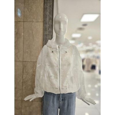 밸리걸 시스루 플라워 후드 집업 점퍼 242710 화이트 FREE